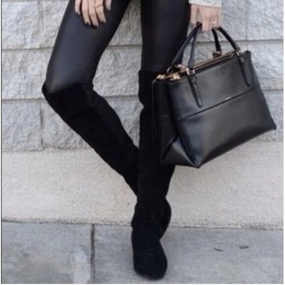 STUART WEITZMAN  Mainline Lander 5050 Over The Knee Boot Black Suede 8.5 QW920 - Picture 1 of 4